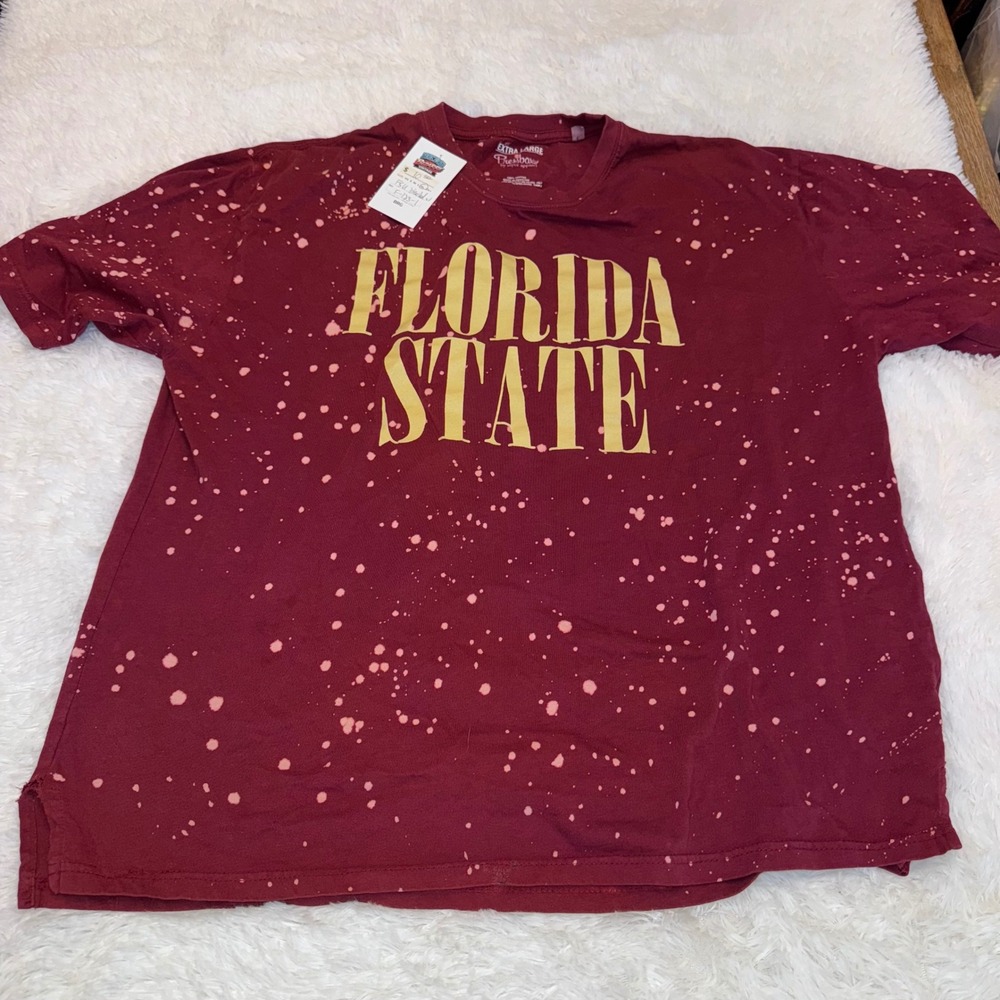 Pressbox Florida State T-Shirt Mens XL Maroon Excellent Bleached Graphic Tee